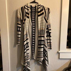 Love Stitch Waterfall Black and White Open Cardigan